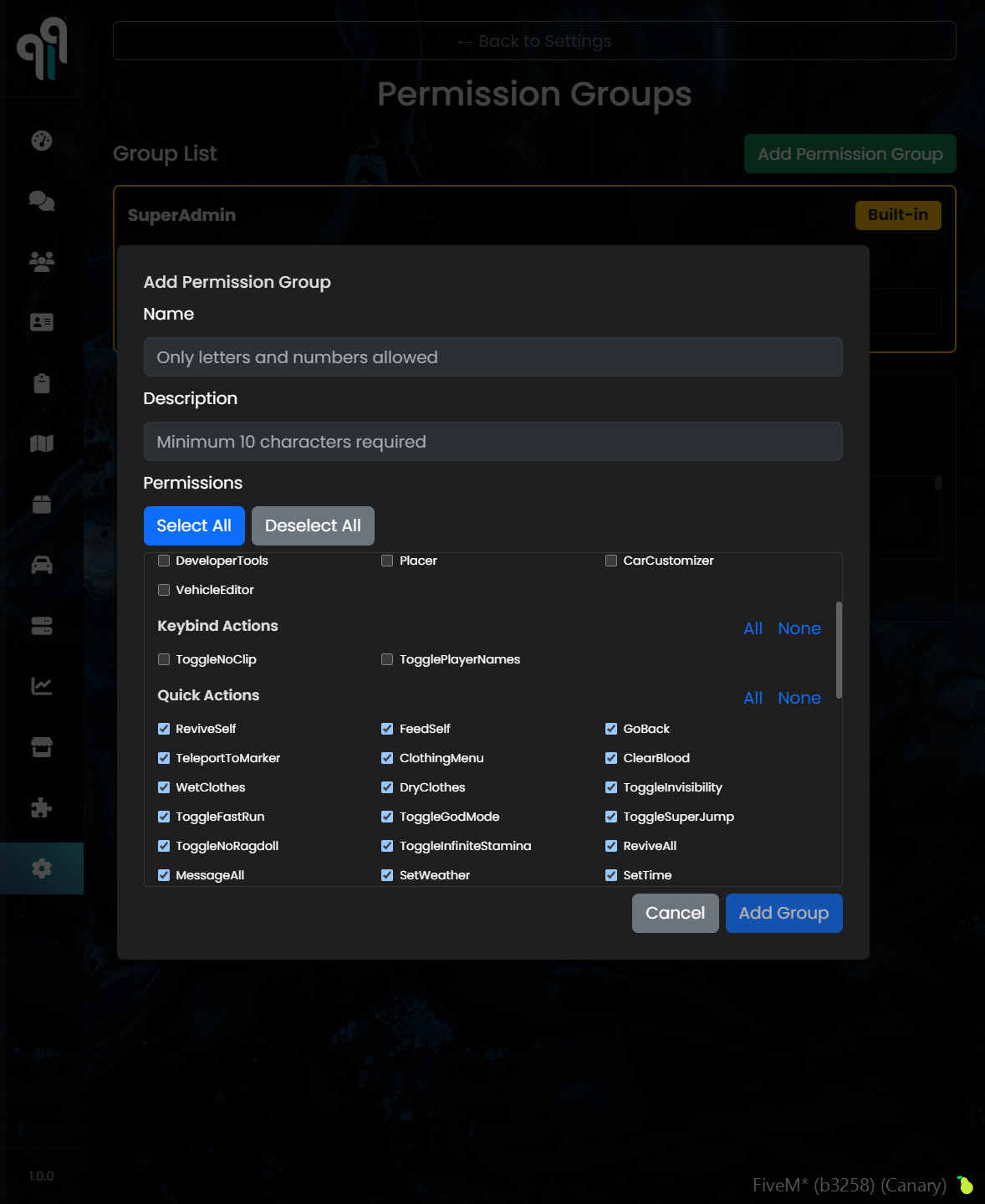 919ADMIN PRO permissions